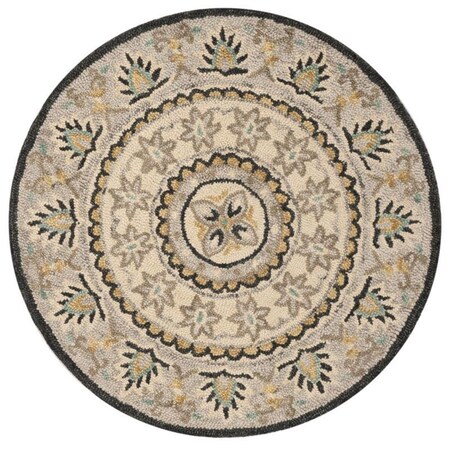 Safavieh 3 x 3 ft. Novelty 606F Hand Tufted Round Area Rug; Ivory & Blue NOV606F-3R